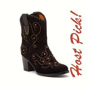 Frye VICTORIA Luxe Studs Italian Suede Leather Boots NEW Black Women's 9.5 🎉HP